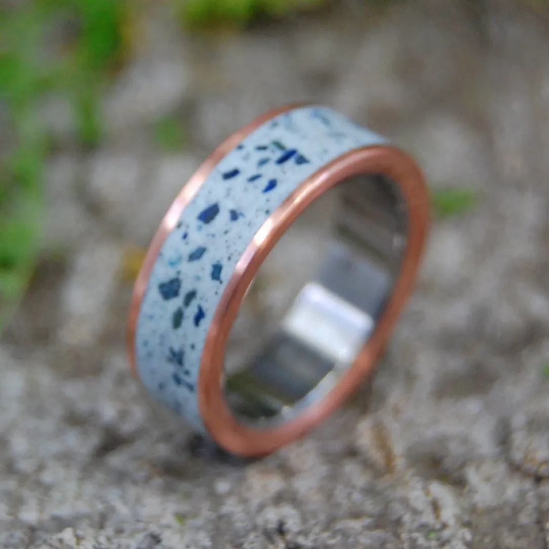 Azurite Beach Sand | Men's Beach Sand, Copper & Titanium Wedding Ring