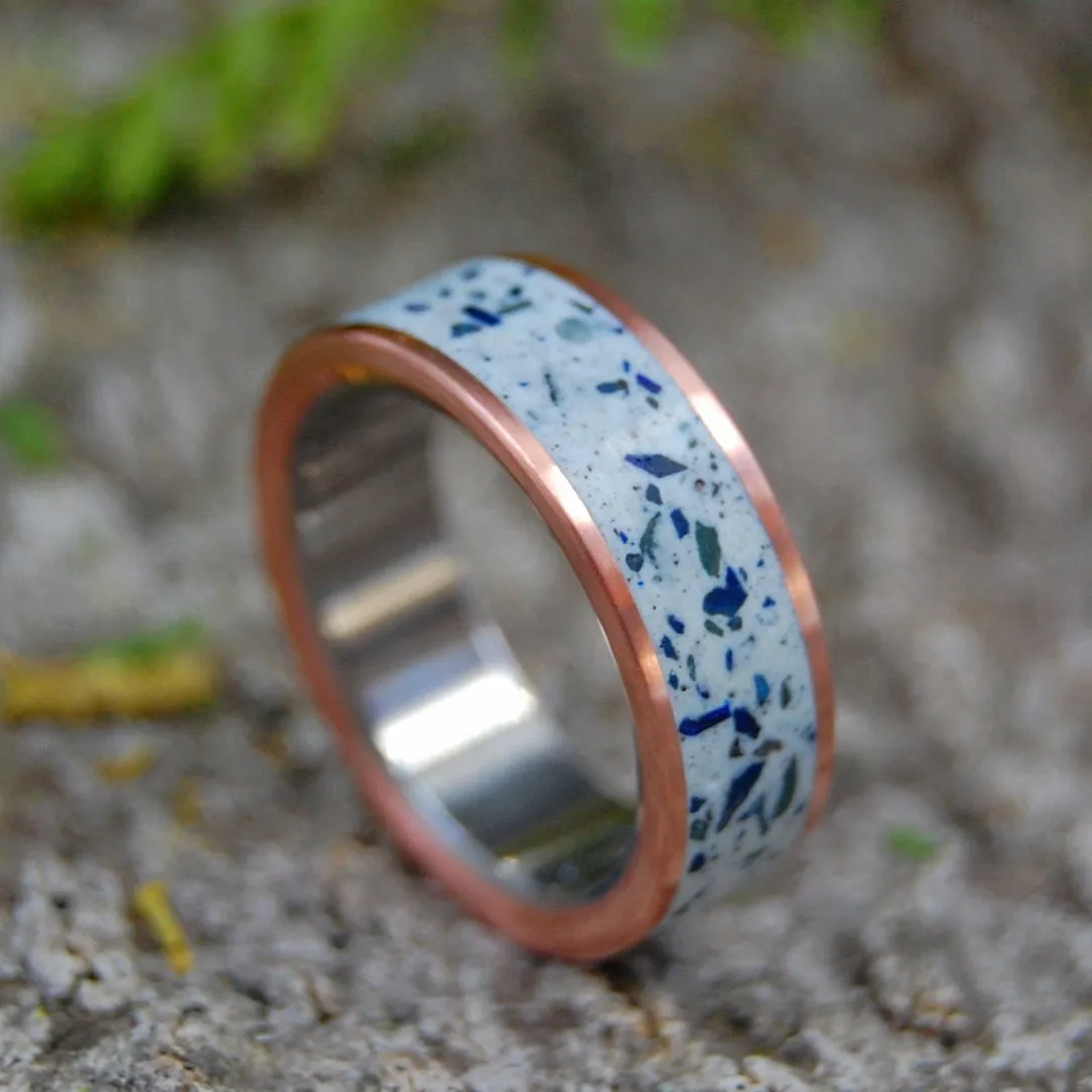 Azurite Beach Sand | Men's Beach Sand, Copper & Titanium Wedding Ring