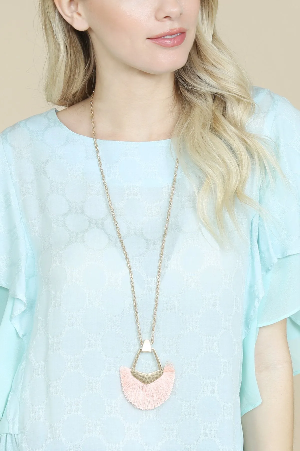 B1n2121- Bohemian Inspired Tassel Pendant Necklace