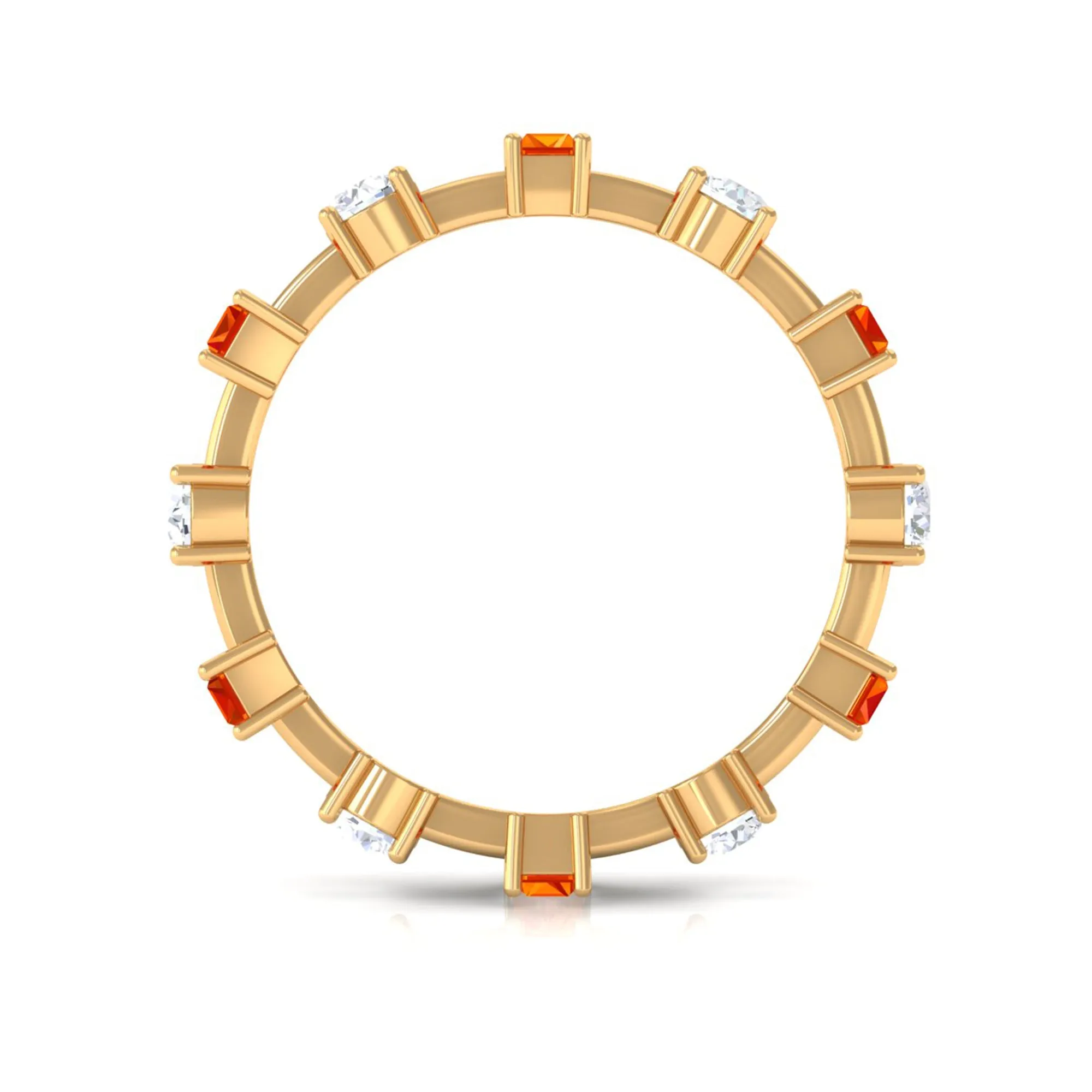 Baguette Cut Created Orange Sapphire Eternity Ring with Moissanite