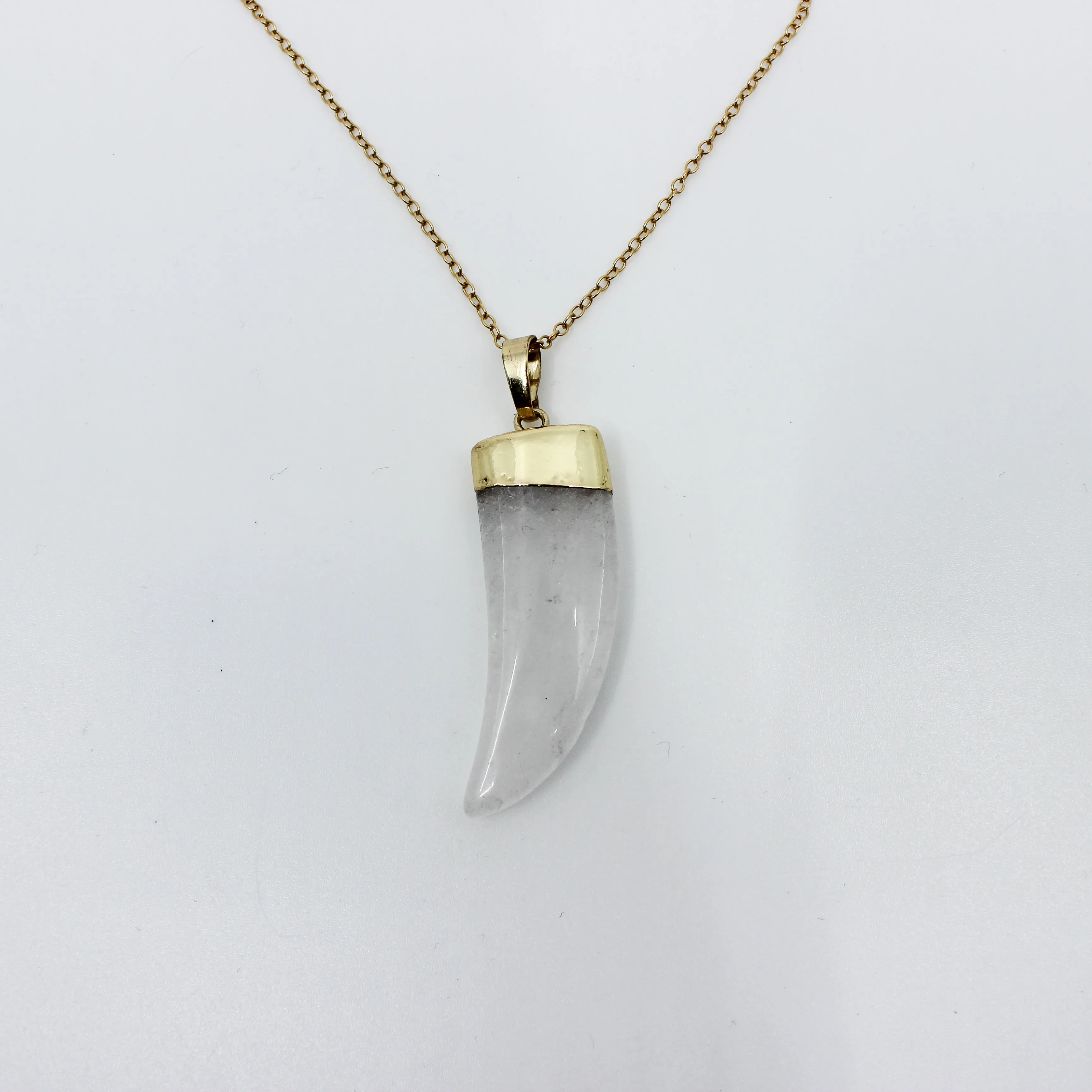 Be Your Own Hero // Clear Stone Horn Necklace, 24k Gold Plated, Layered Necklaces // BH-N001-C
