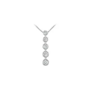 Bezel Diamond Journey Pendant : 14K White Gold - 1.00 CT Diamonds