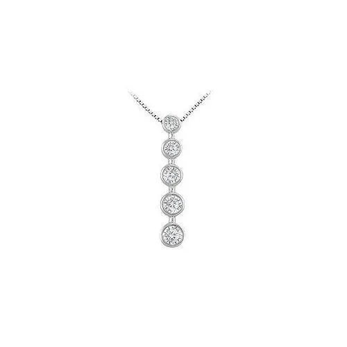 Bezel Diamond Journey Pendant : 14K White Gold - 1.00 CT Diamonds