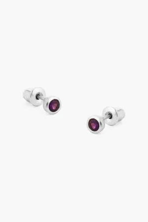 BIRTHSTONE AMETHYST SILVER EARRINGS