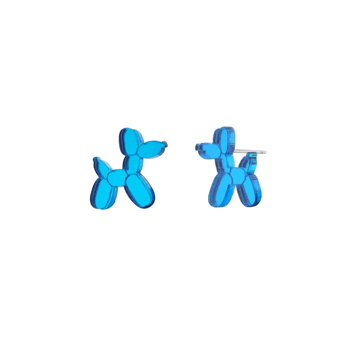 Blue Balloon Dog Earrings | Whimsical Plexiglass & Sterling Silver