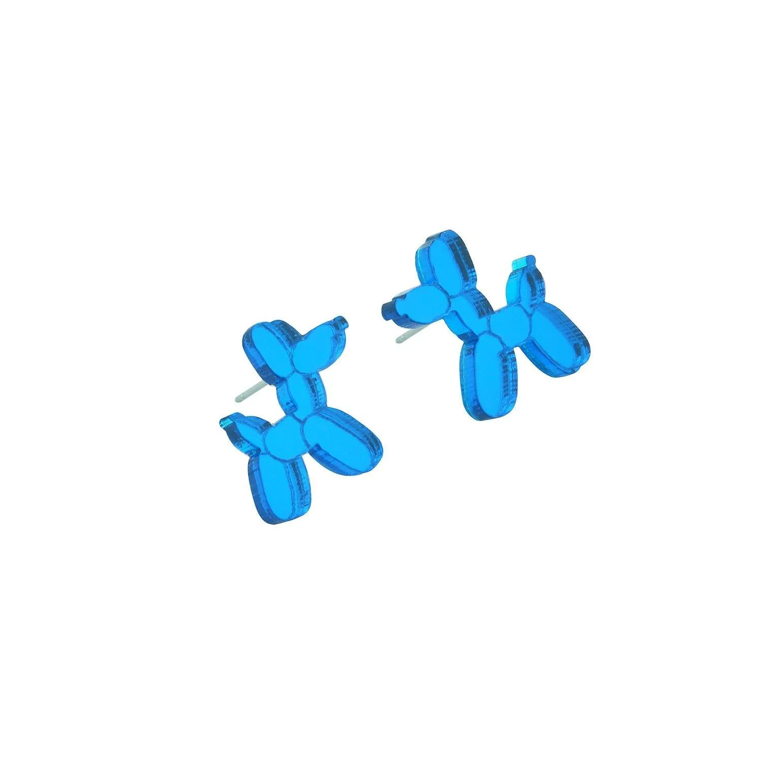 Blue Balloon Dog Earrings | Whimsical Plexiglass & Sterling Silver