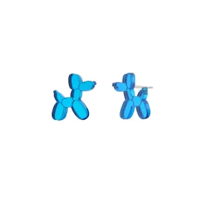 Blue Balloon Dog Earrings | Whimsical Plexiglass & Sterling Silver