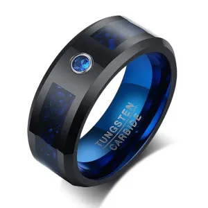 Blue Zircon Celtic Dragon 8mm Tungsten Carbide Carbon Fiber Rings For Men Engagement Wedding Rings Fashion Jewelry