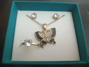 Butterfly Earrings And Rings Set