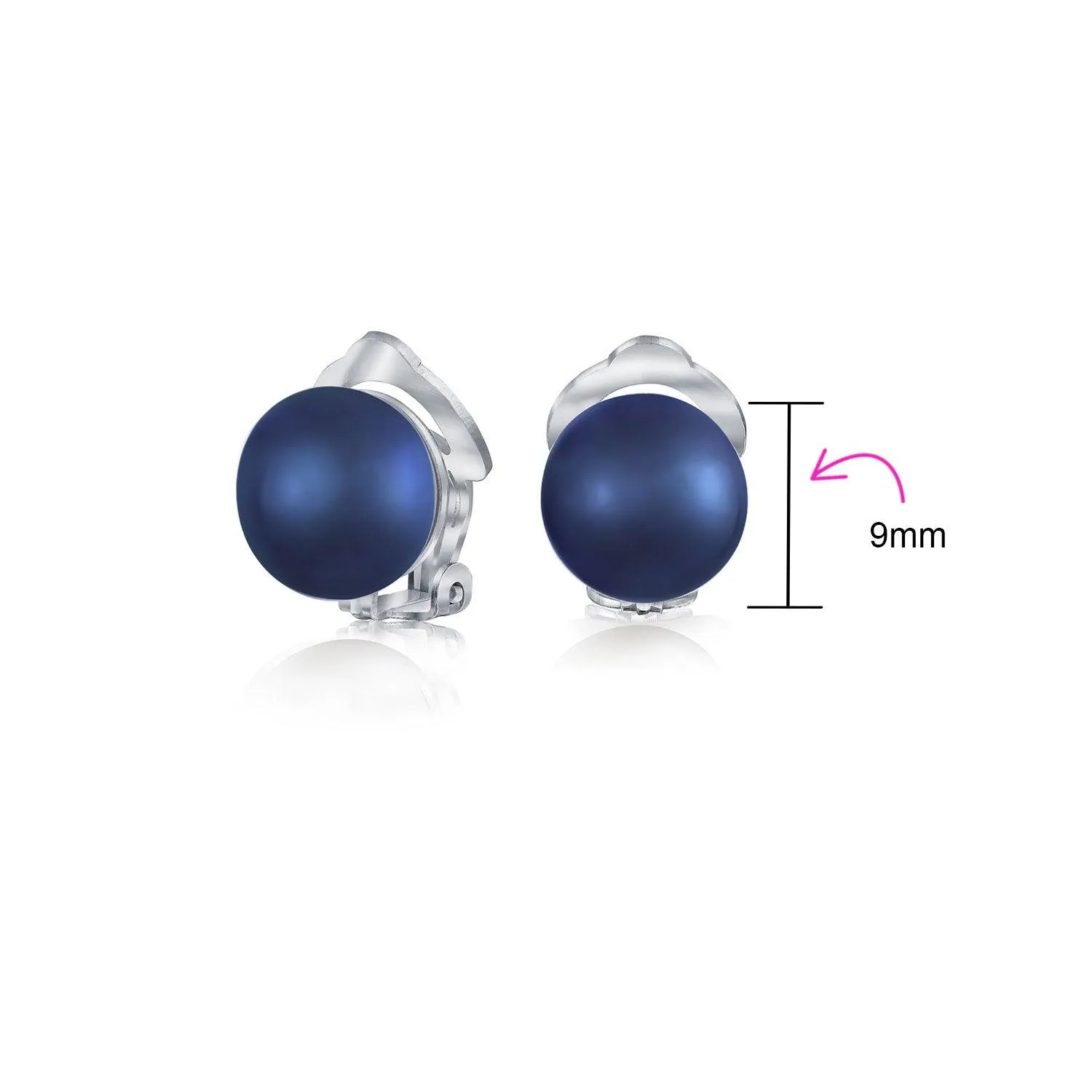 Button Style Freshwater Pearl Clip-On Earrings Sterling Silver Non-Pierced Ears