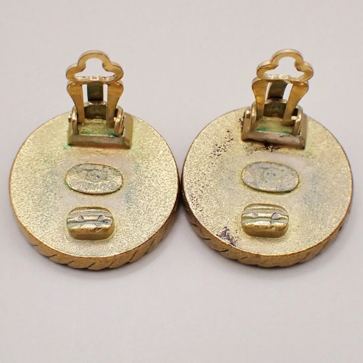 Chanel Cc Logo Round Button Earrings 94A