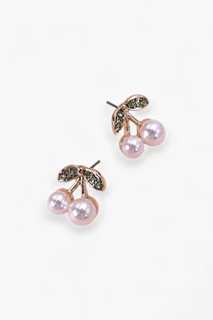 Cherry Pearl Rhinestone Earrings