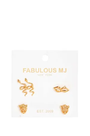 Chic Fabulous 3 Pairs Stud Earring Set