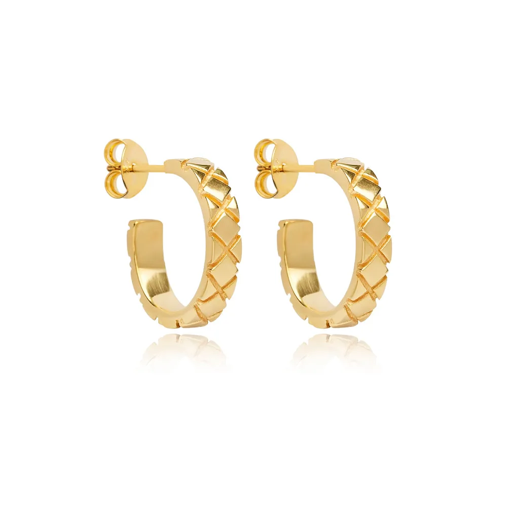 Chic Gold-Plated Hoop Earrings with Geometric Detailing
