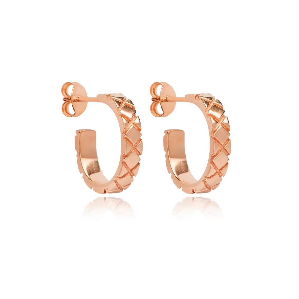 Chic Gold-Plated Hoop Earrings with Geometric Detailing