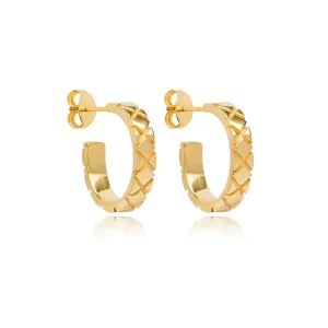 Chic Gold-Plated Hoop Earrings with Geometric Detailing