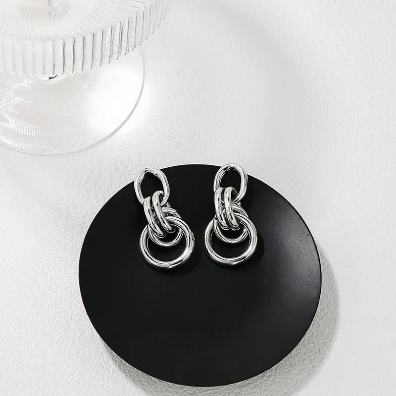 Chic Metal Circle Earrings with Multi Ring Design - Vienna Verve Collection