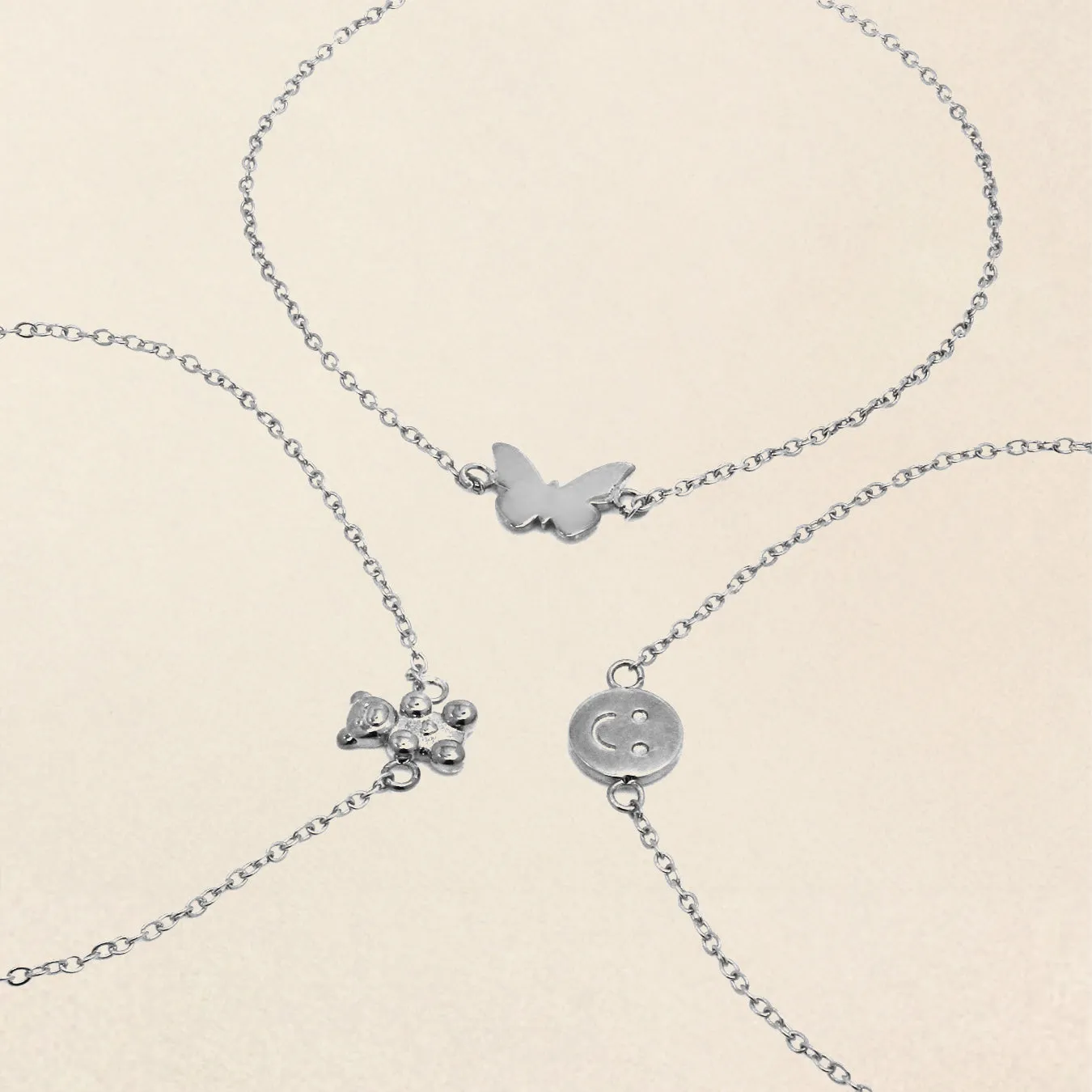 Children's Butterfly Friendship Bracelets - Silver