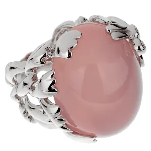 Christian Dior Pink Quartz Diamond 18k White Gold Cocktail Ring Sz 6