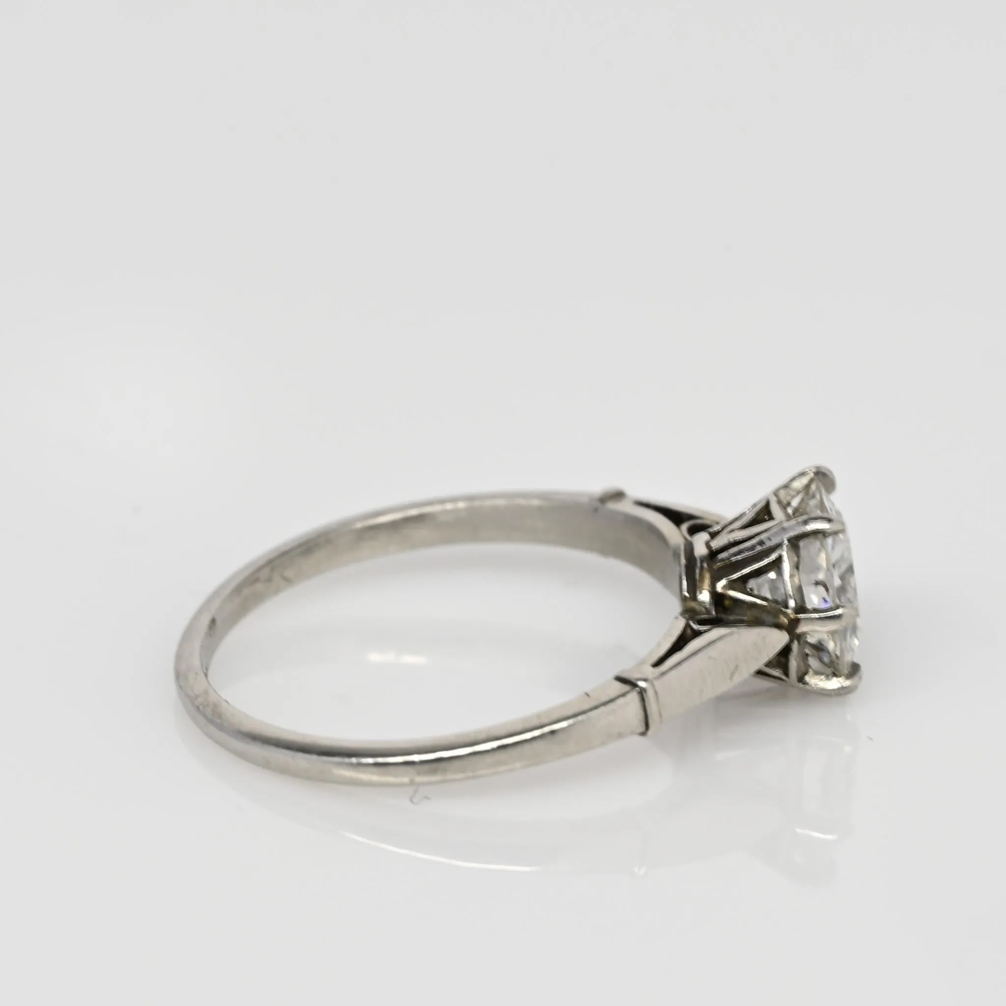 Circa 1920's Art Deco Platinum Brilliant Cut GIA Certified Diamond Ring
