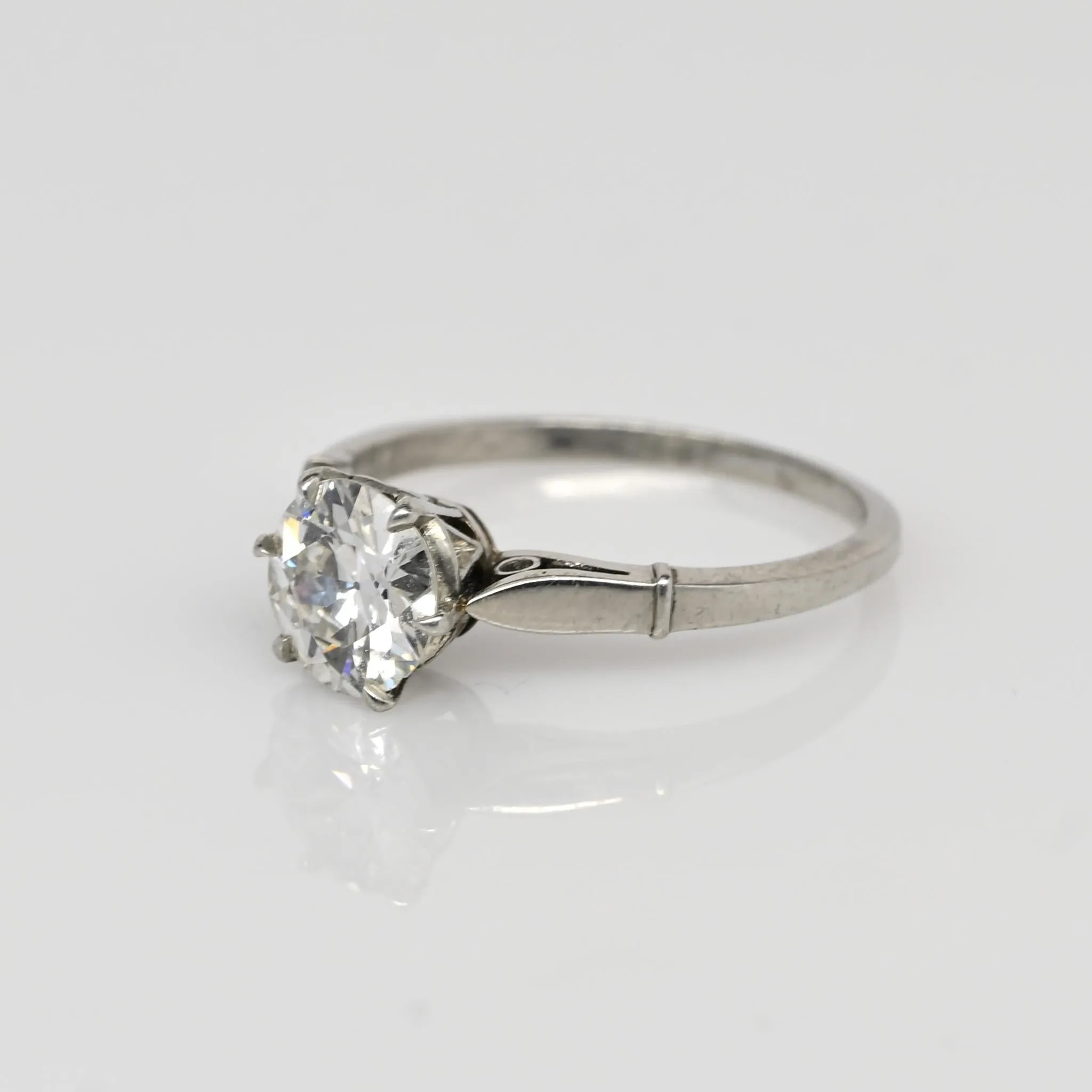 Circa 1920's Art Deco Platinum Brilliant Cut GIA Certified Diamond Ring