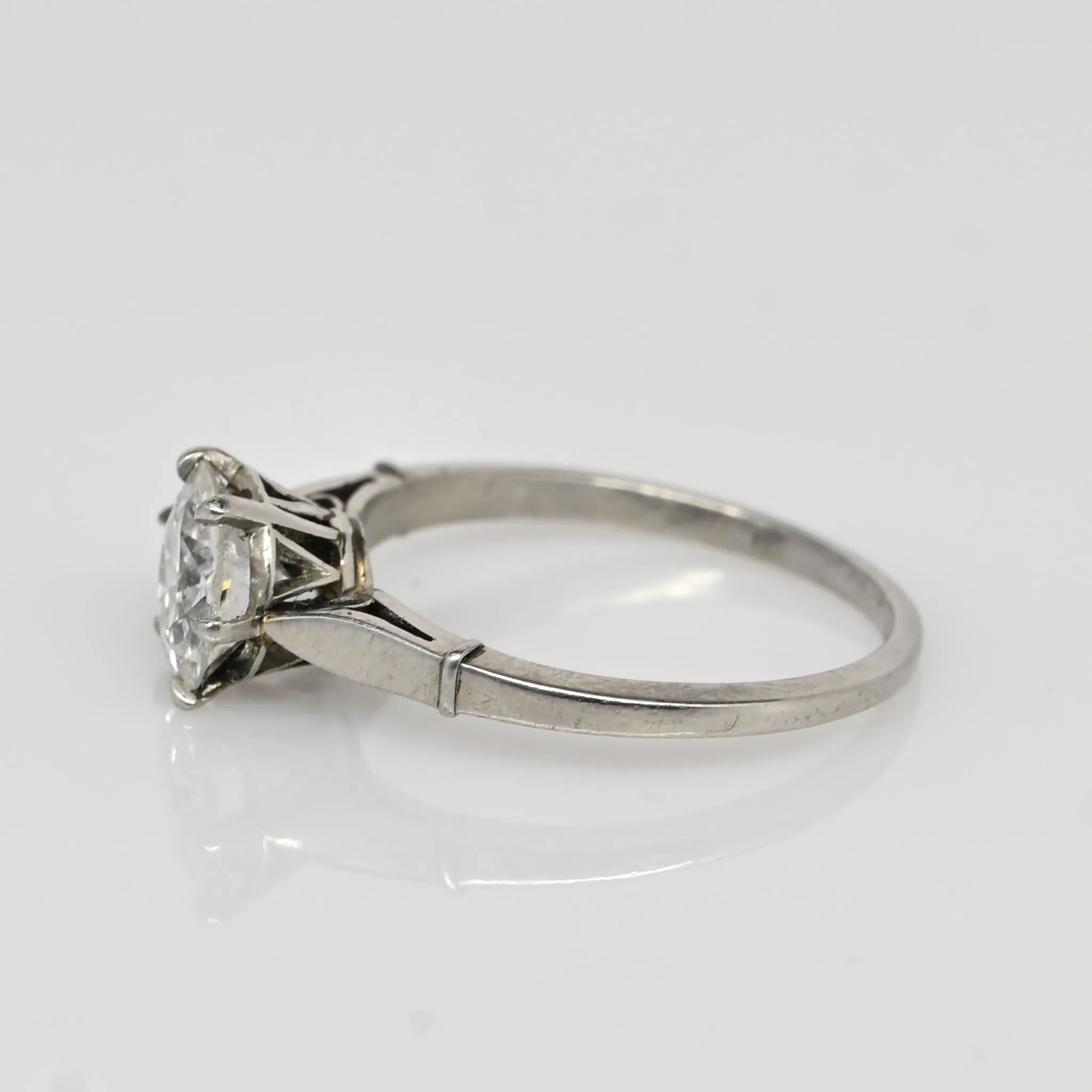 Circa 1920's Art Deco Platinum Brilliant Cut GIA Certified Diamond Ring