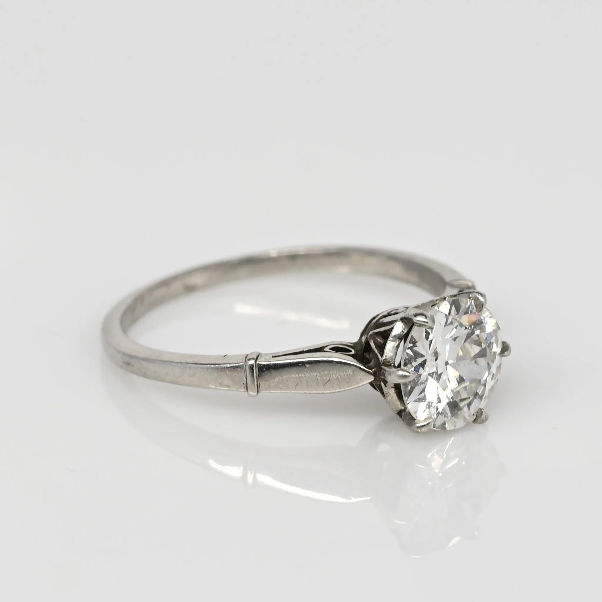 Circa 1920's Art Deco Platinum Brilliant Cut GIA Certified Diamond Ring