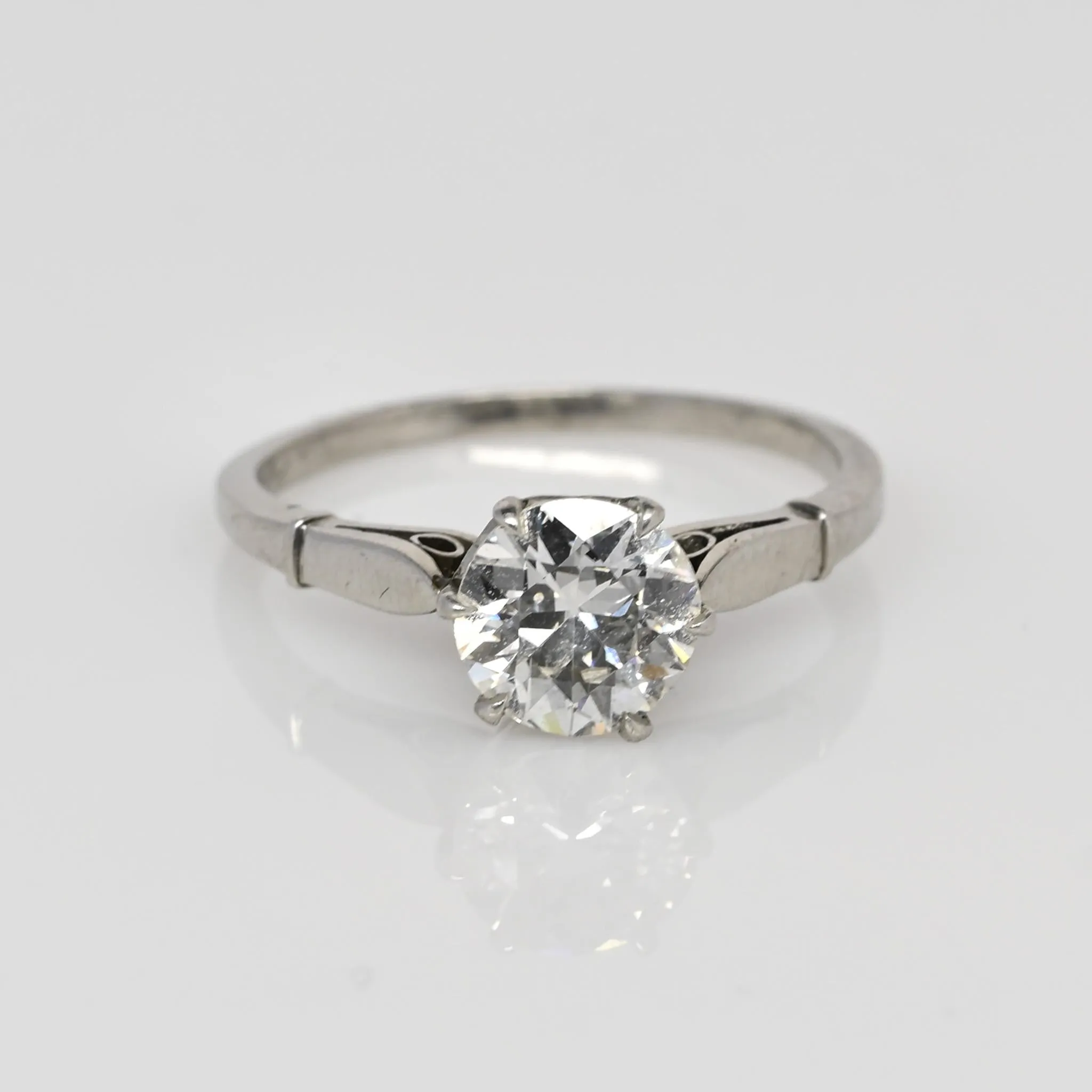 Circa 1920's Art Deco Platinum Brilliant Cut GIA Certified Diamond Ring