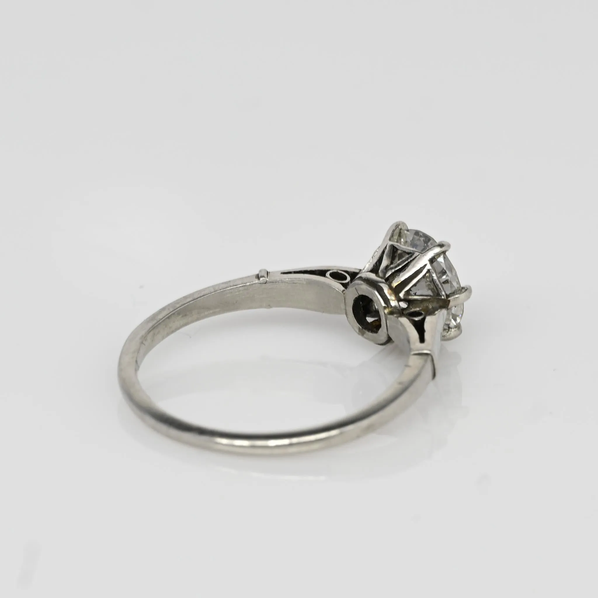 Circa 1920's Art Deco Platinum Brilliant Cut GIA Certified Diamond Ring