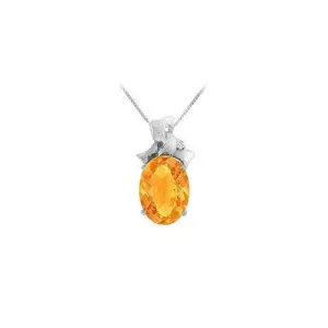 Citrine and Diamond Pendant : 14K White Gold - 7.75 CT TGW