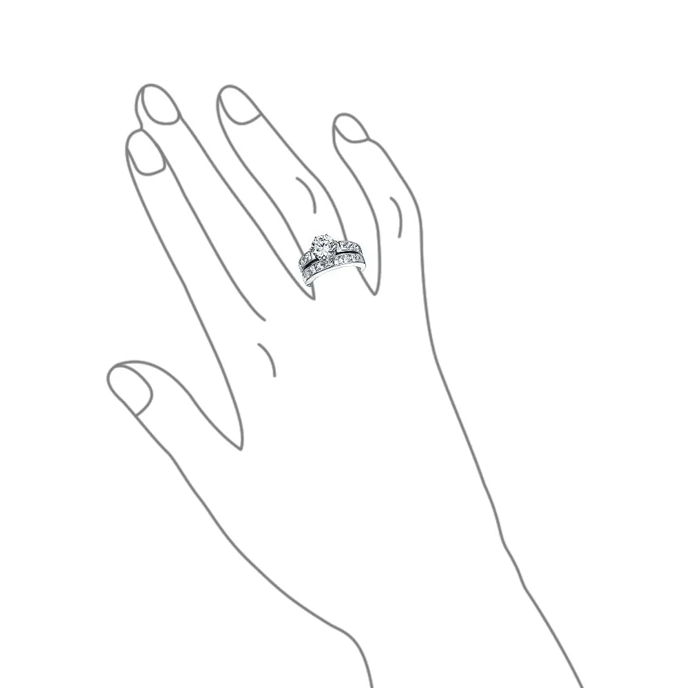 Cocktail Statement Ring: 1.5-3CT Round Solitaire CZ with Princess Cut Side Stones