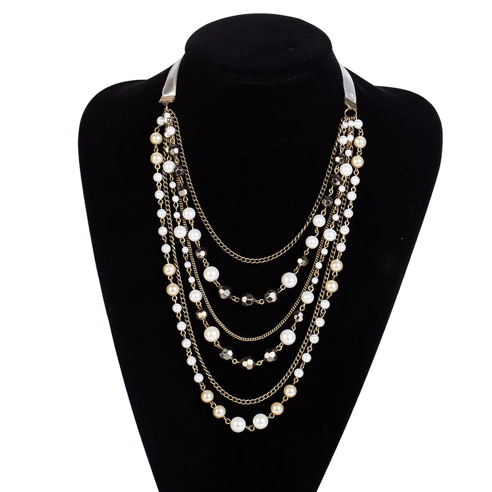 Collier Elegant Simulated Pearl Necklace Women