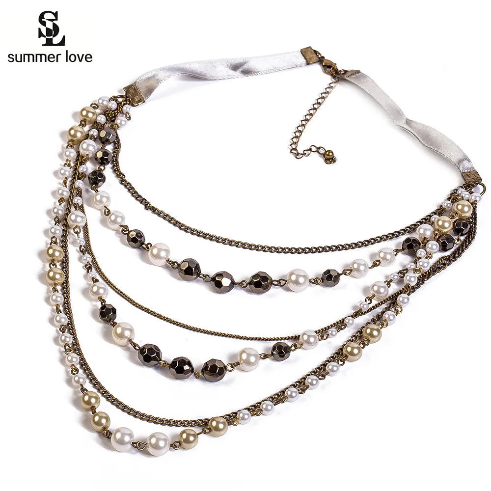 Collier Elegant Simulated Pearl Necklace Women