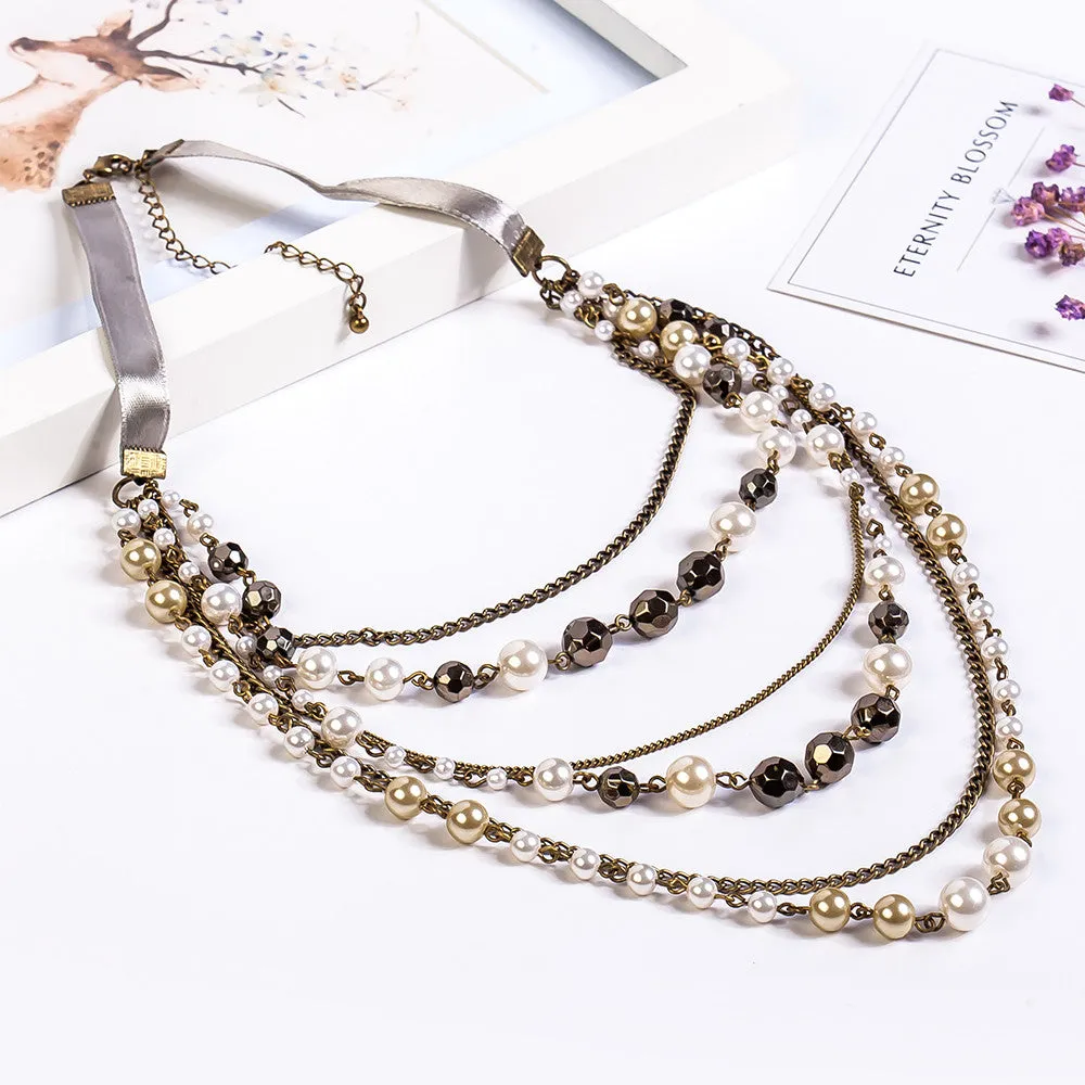 Collier Elegant Simulated Pearl Necklace Women