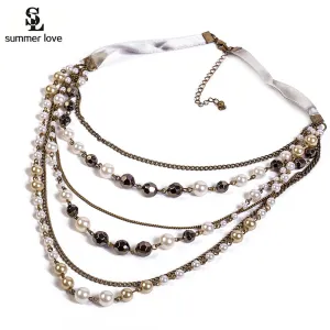 Collier Elegant Simulated Pearl Necklace Women