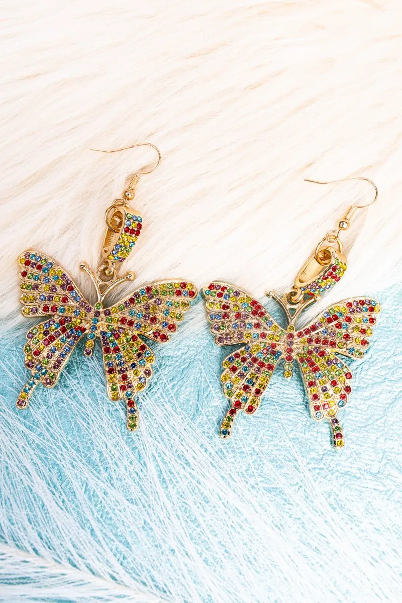 Crystal Avenue You Give Me Butterflies Goldtone Earrings