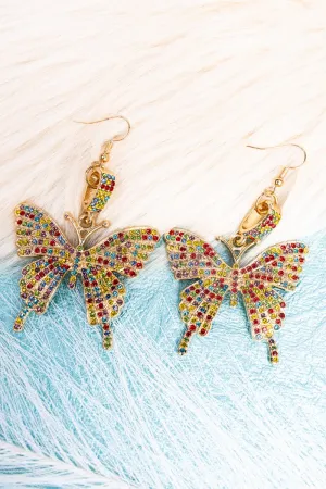 Crystal Avenue You Give Me Butterflies Goldtone Earrings