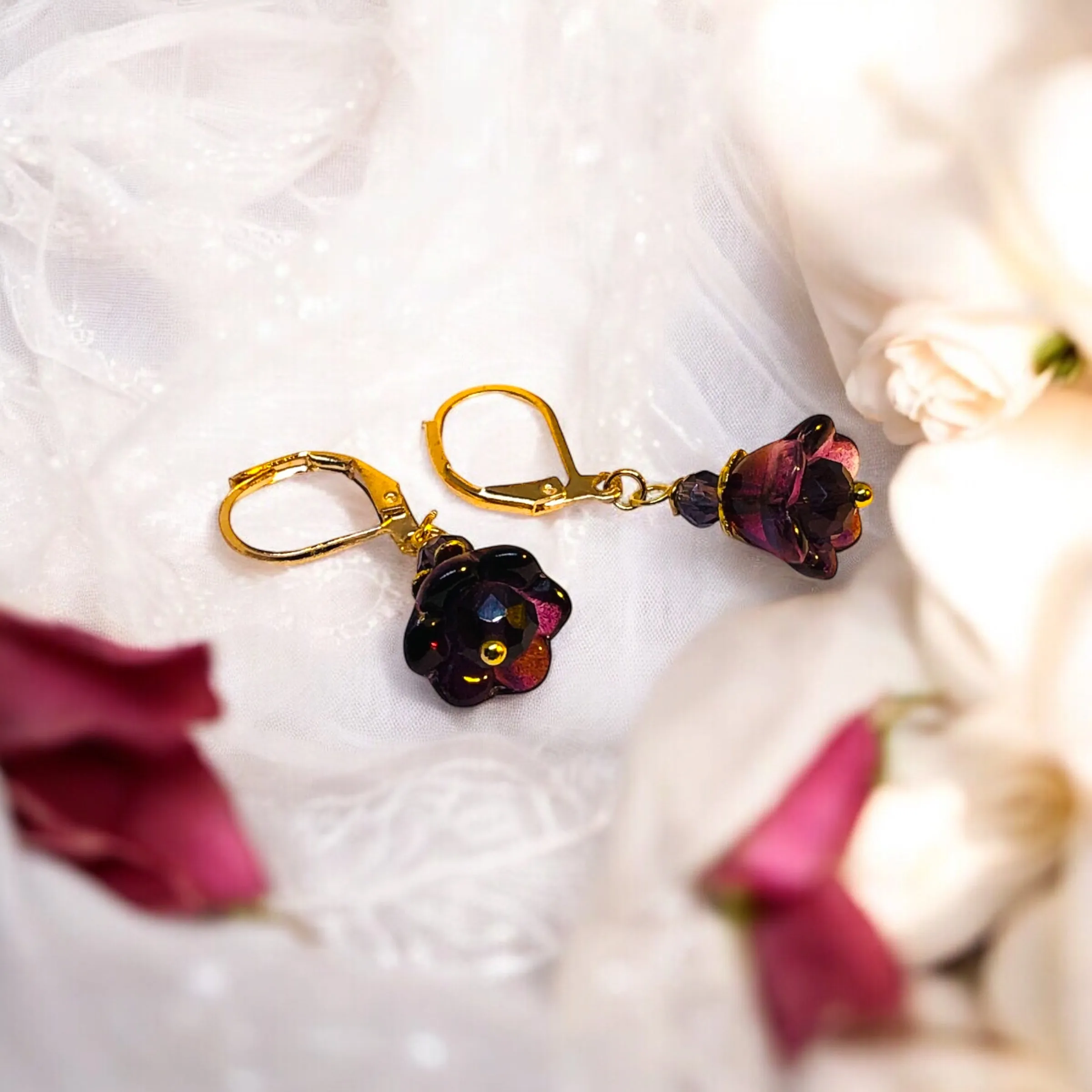 Dainty Glass Trumpet Bloom Earrings