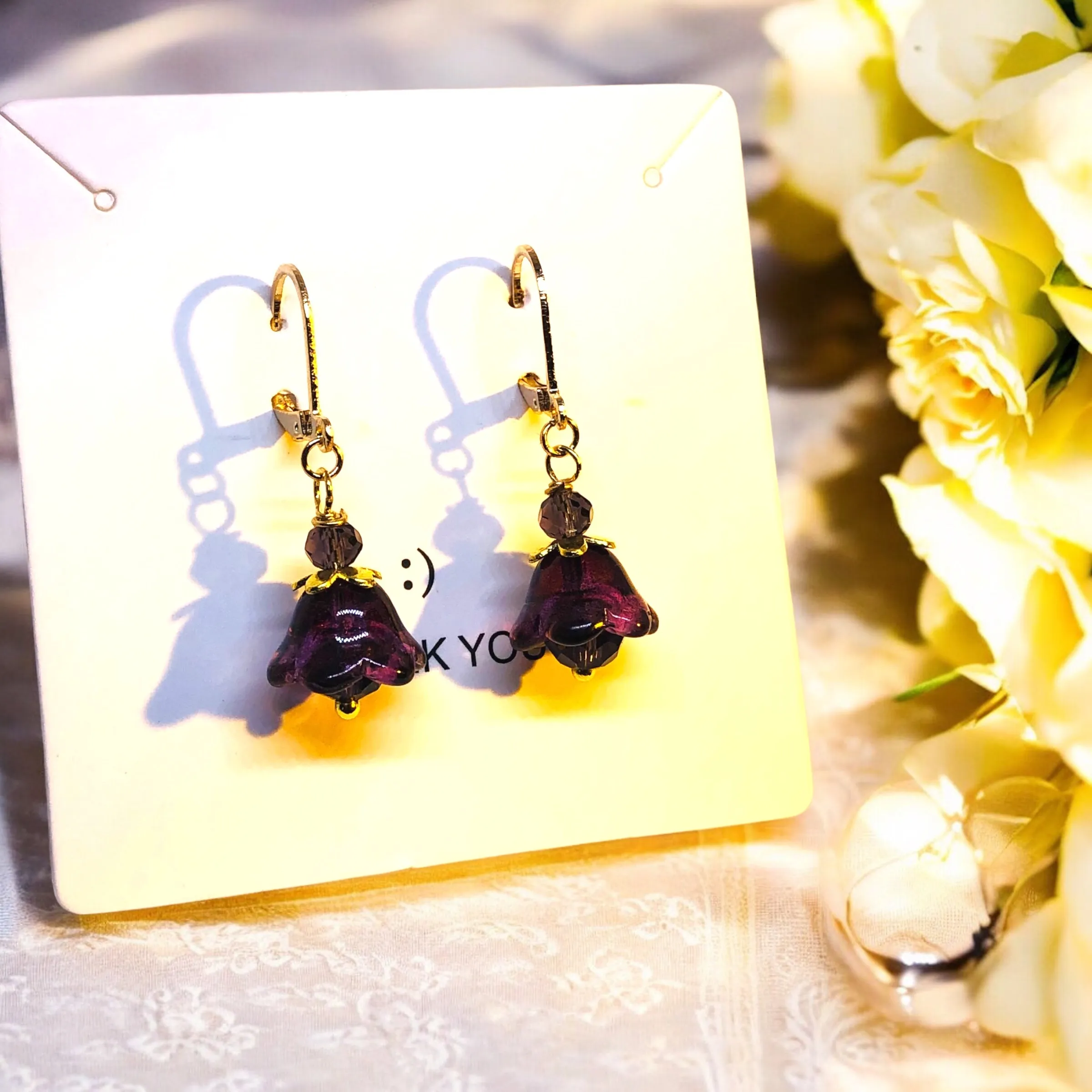 Dainty Glass Trumpet Bloom Earrings