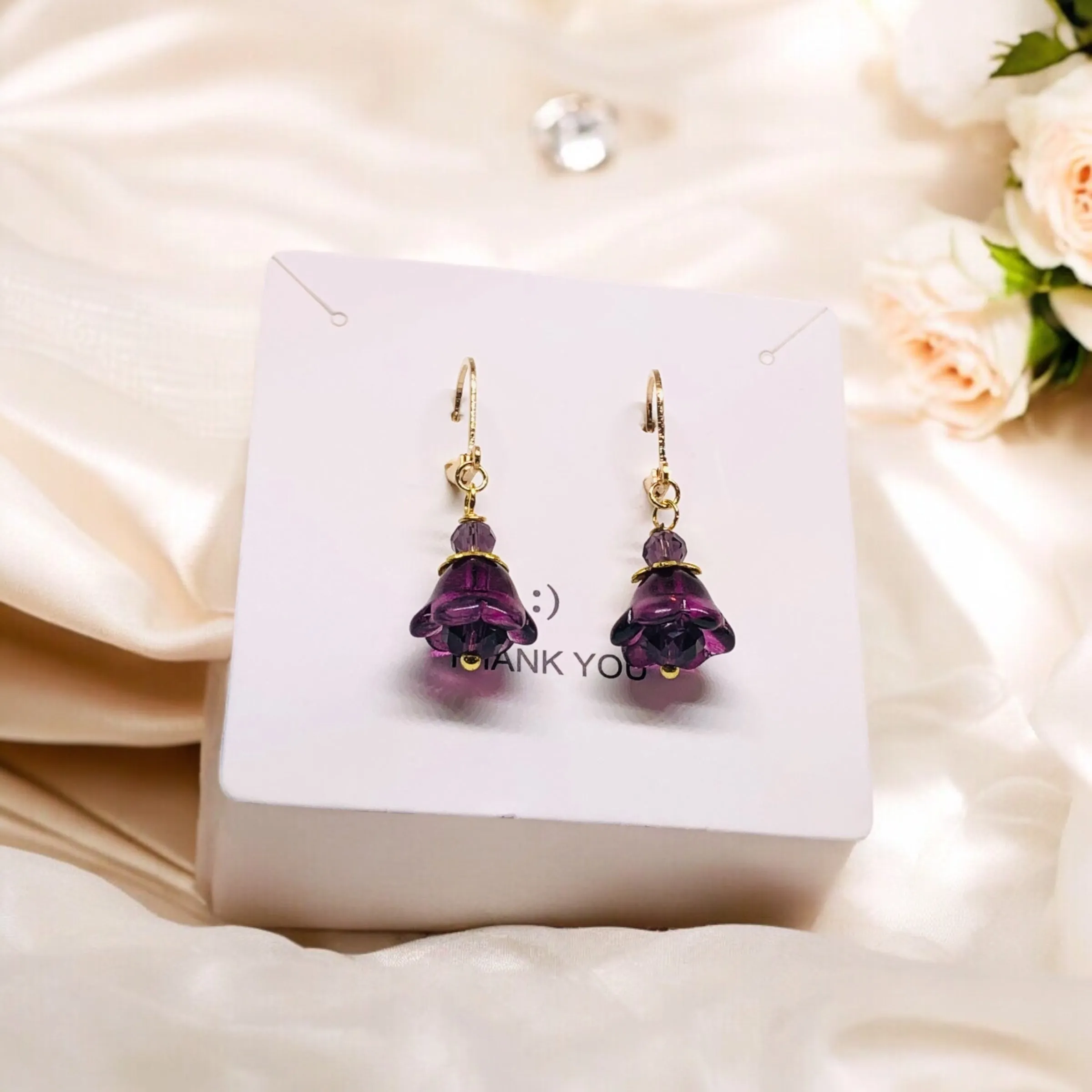 Dainty Glass Trumpet Bloom Earrings