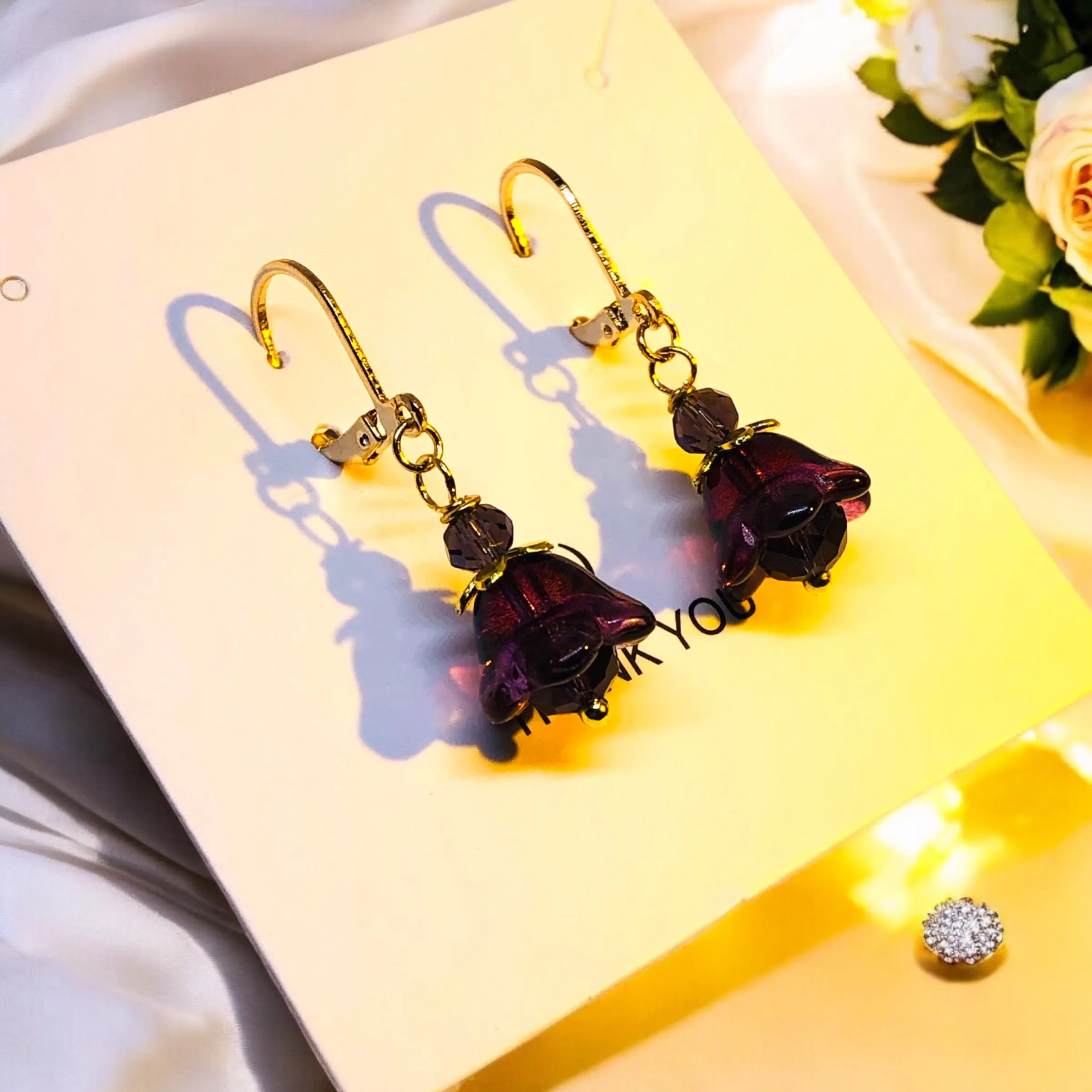 Dainty Glass Trumpet Bloom Earrings