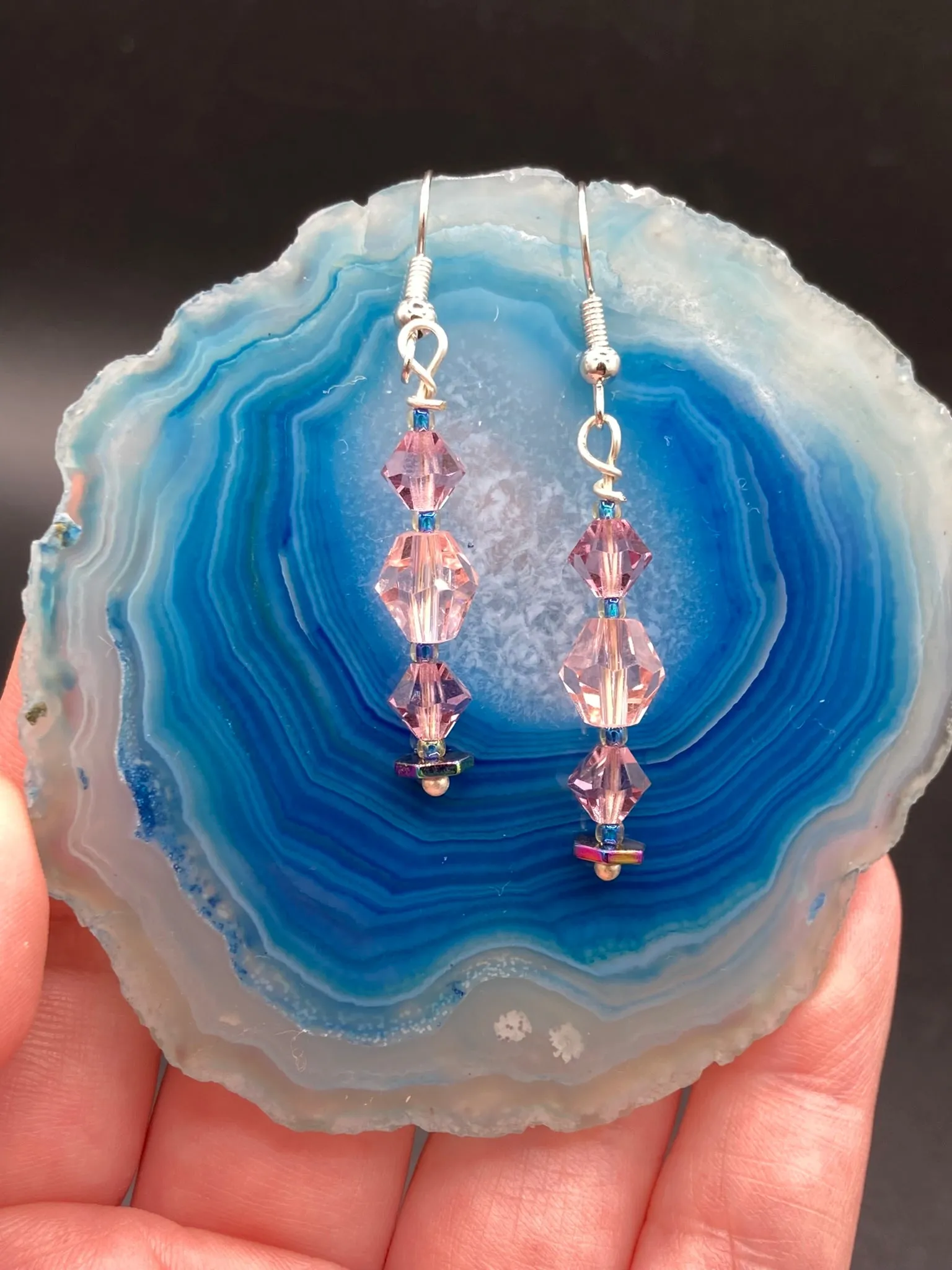 Dainty Soft Pink And Purple Glass Beaded Earrings, Shabby Chic, Boho Chic, Nature Inspired, Bohemian