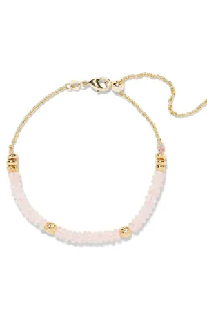 Deliah Gold Delicate Chain Bracelet - Rose Quartz