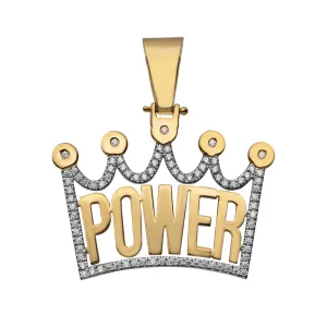 Diamond Crown Script Name Plate Pendant 14K Gold - Style 161