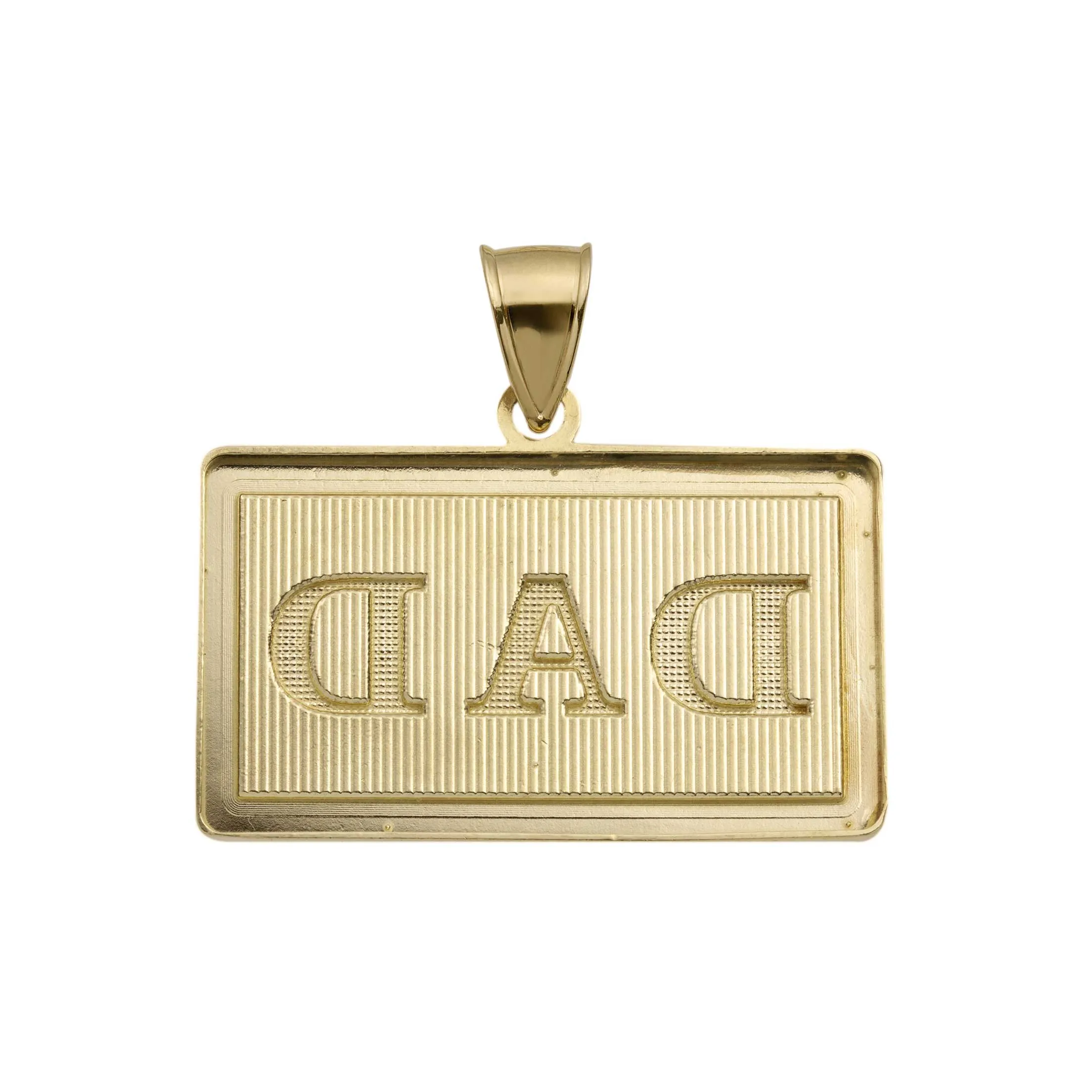 Diamond-Cut "DAD" Medallion Pendant 10K Yellow Gold