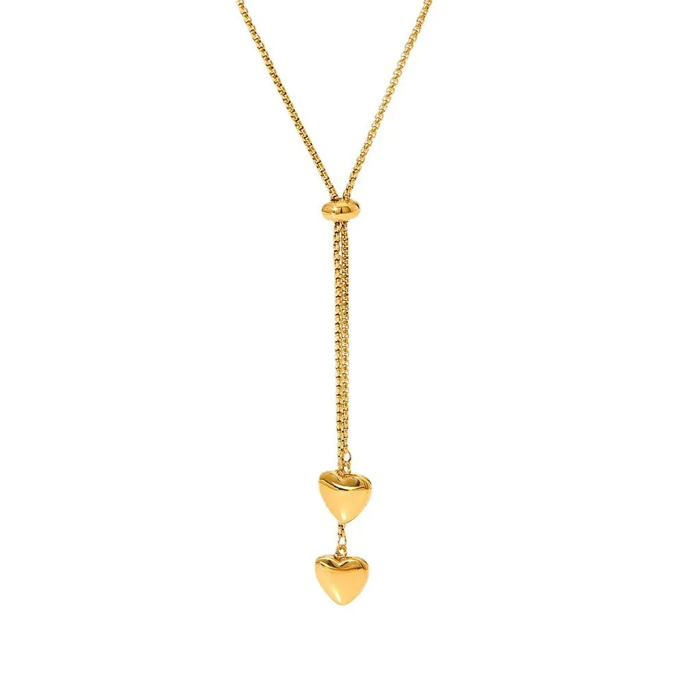 Double Heart Charm Necklace