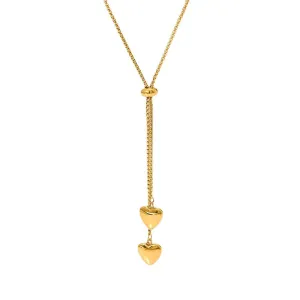 Double Heart Charm Necklace