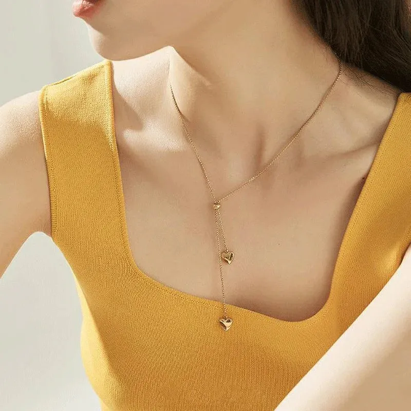 Double Heart Charm Necklace