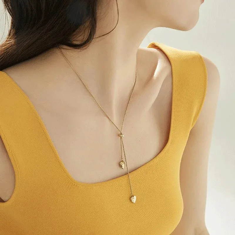 Double Heart Charm Necklace