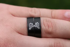 Double Skeleton Pinky Promise Ring Set - Black Stainless Steel